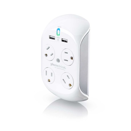 Revolve Surge Protector With Rotating Outlets + USB (2.4 Amp/12 Watt)