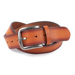 Casual Burnished Unstitched Leather Flybelt // Cognac (44" Waist)