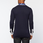 Perruzo // Long-Sleeve Polo Shirt // Navy (S)