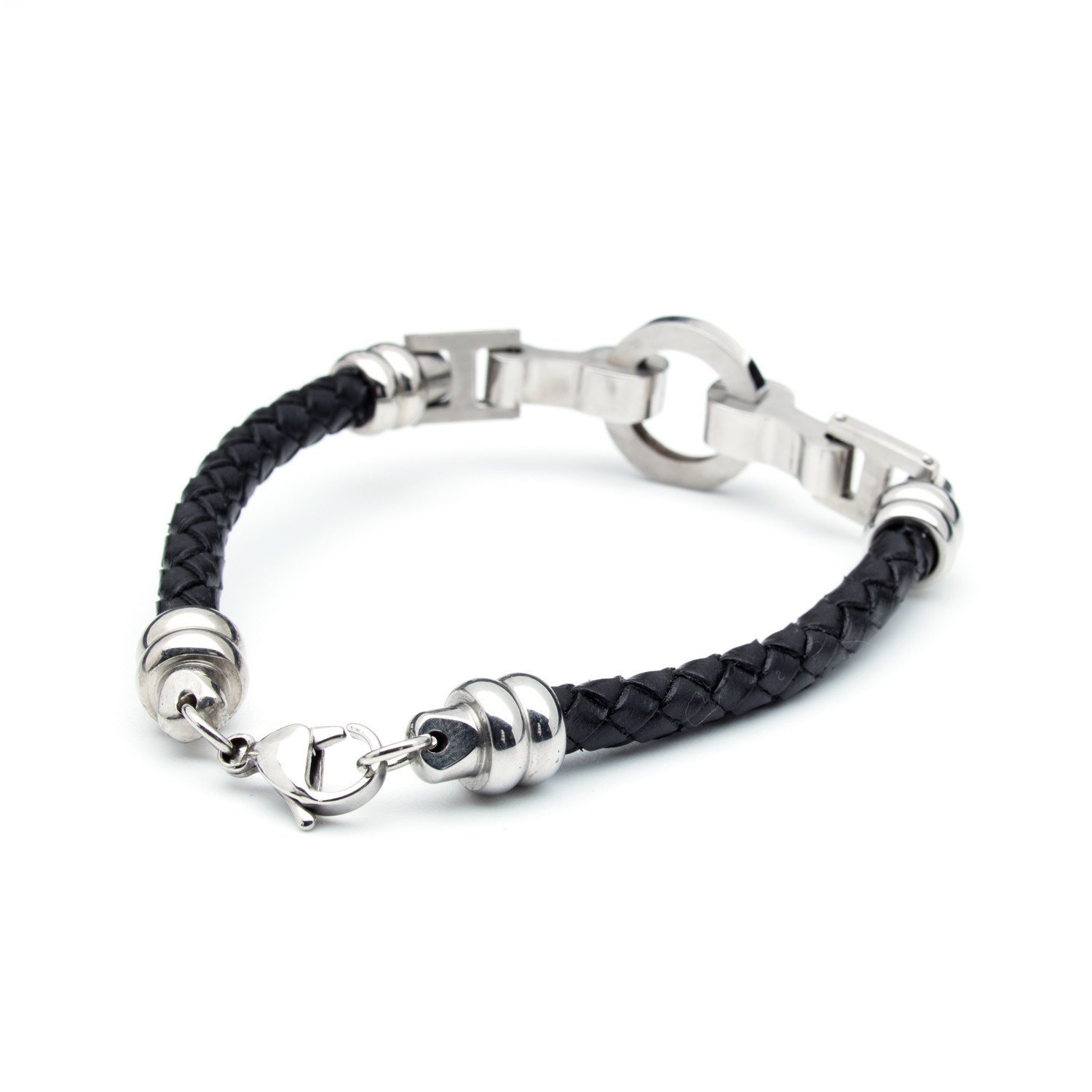 Stainless Steel Braided Leather Cord Bracelet - Custom Fashion Jewels ...