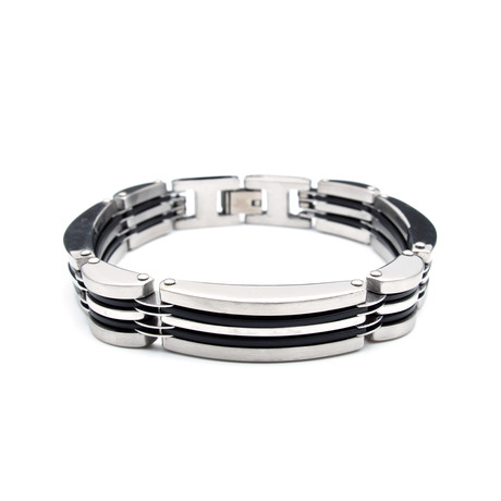 Stainless Steel Seven Row Rubber Bracelet