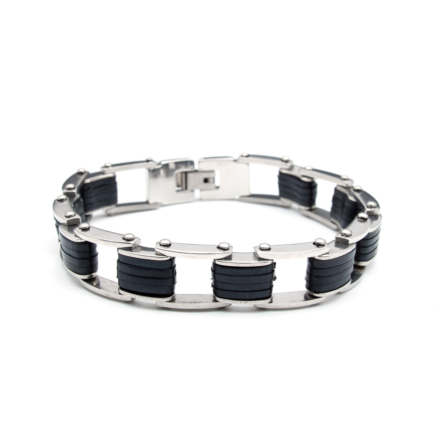 Stainless Steel Rubber Link Bike Chain Bracelet - Custom Fashion Jewels ...