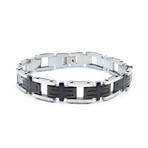 Stainless Steel Black Cross Link Bracelet