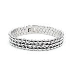 Stainless Steel Three Row High Polish Bead Bracelet