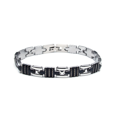 Polished Stainless Steel & Matte Black Celtic Bracelet