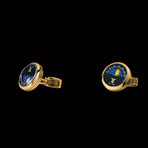 Moon Phase Cufflinks // Yellow Gold Case + Black Face