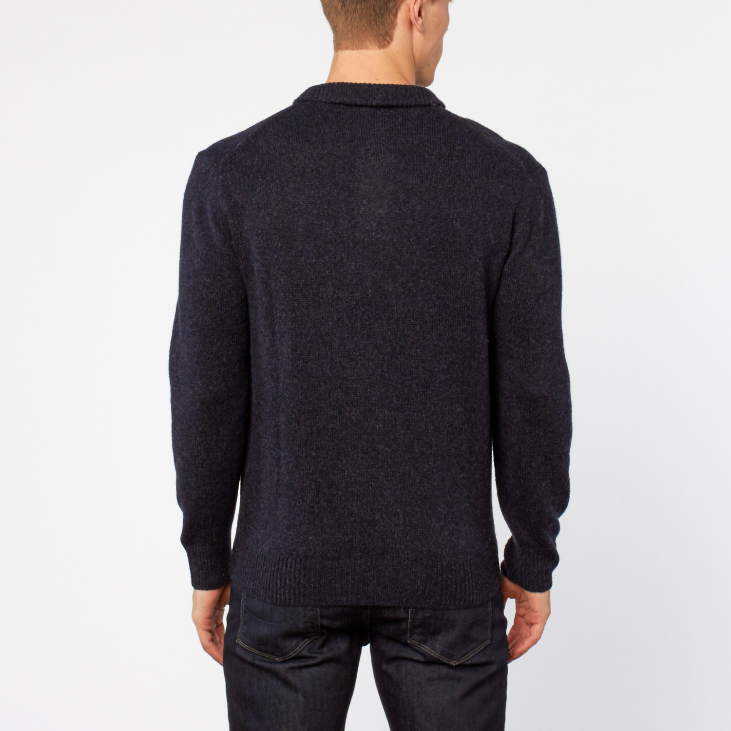 Karako // Four Button Wool Sweater // Midnight Blue (M) - Workwear ...