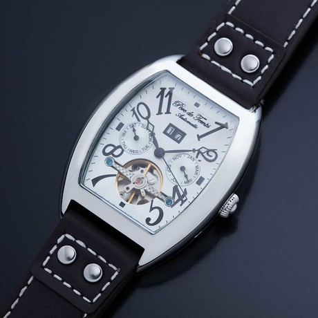 Pere De Temps Rene Automatic // 3036 (Black Etched Leather Strap)