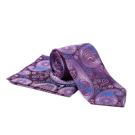 Tie + Hanky Set // Purple Shaded Paisley