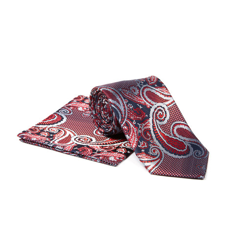 Tie + Hanky Set // Red Paisley