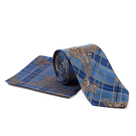 Tie + Hanky Set // Blue Paisley + Plaid