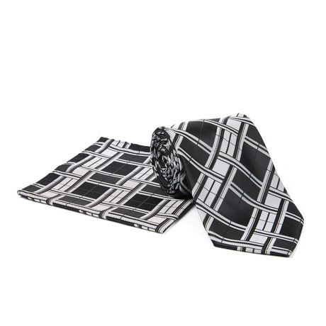 Tie + Hanky Set // Black Plaid