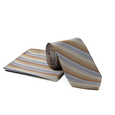 Tie + Hanky Set // Taupe Shaded Stripe