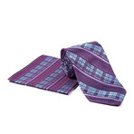 Tie + Hanky Set // Purple Plaid Stripe