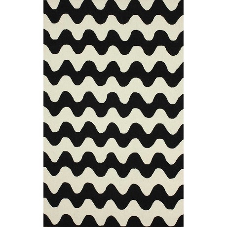 Hand Hooked Rug // Bibba // Black (5' x 8')