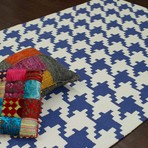 Hand Hooked Rug // Houndstooth // Royal Blue (5' x 8')