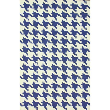 Hand Hooked Rug // Houndstooth // Royal Blue (5' x 8')