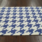 Hand Hooked Rug // Houndstooth // Royal Blue (5' x 8')