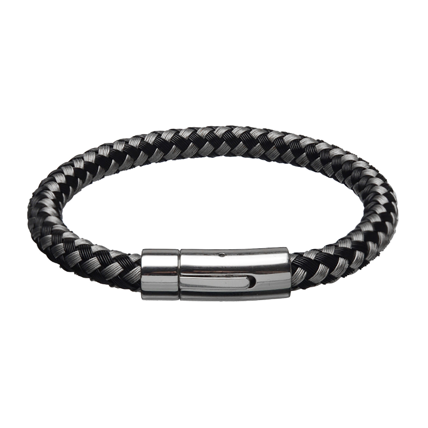 Thread Braided Woven Round Bracelet // Black + White - Inox - Touch of ...