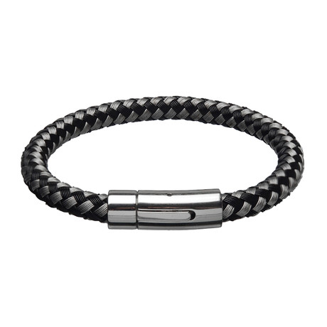Thread Braided Woven Round Bracelet // Black + White