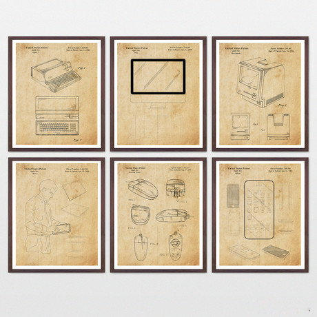 Apple Inc Patent Collection  // 6 Print Set // Antique Paper (8" x 10")