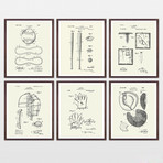 Baseball Patent Collection  // 6 Print Set // Warm Toned (8" x 10")