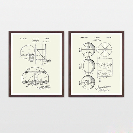 Basketball Patent Collection  // 2 Print Set // Warm Toned (8" x 10")