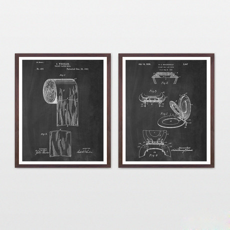 Bathroom Patent Collection // 2 Print Set // Chalkboard (8" W x 10" H)