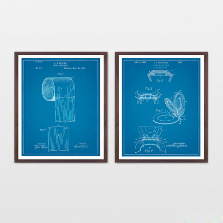 Bathroom Patent Collection // 2 Print Set // Blueprint (8" W x 10" H)