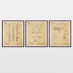 Billiards Patent Collection  // 3 Print Set // Antique Paper (8" x 10")