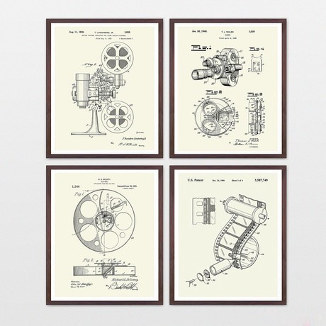 Cinema Patent Collection  // 4 Print Set // Warm Toned (8" x 10")