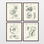 Cinema Patent Collection  // 4 Print Set // Warm Toned (8" x 10")