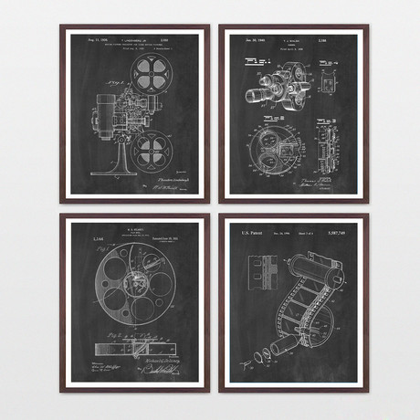 Cinema Patent Collection  // 4 Print Set // Chalkboard (8" x 10")