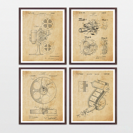 Cinema Patent Collection  // 4 Print Set // Antique Paper (8" x 10")