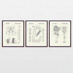 Climbing Patent Collection  // 3 Print Set // Warm Toned (8" x 10")