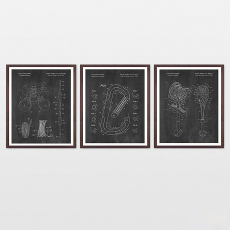 Climbing Patent Collection  // 3 Print Set // Chalkboard (8" x 10")