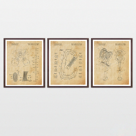 Climbing Patent Collection  // 3 Print Set // Antique Paper (8" x 10")
