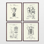 Coffee Patent Collection  // 4 Print Set // Warm Toned (8" x 10")