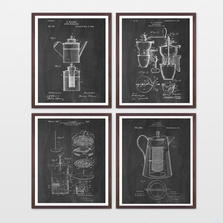 Coffee Patent Collection  // 4 Print Set // Chalkboard (8" x 10")