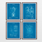 Coffee Patent Collection  // 4 Print Set // Blueprint (8" x 10")