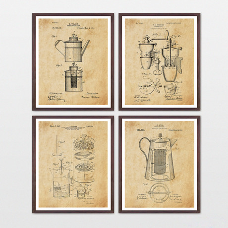 Coffee Patent Collection  // 4 Print Set // Antique Paper (8" x 10")