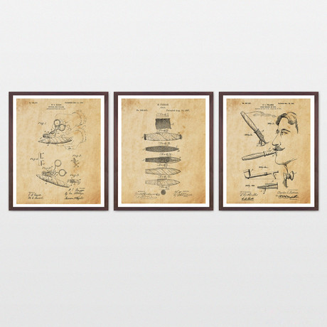 Cigar Patent Collection  // 3 Print Set // Antique Paper (8" x 10")