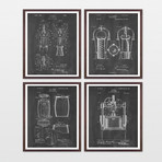 Wine Patent Art Collection // 4 Print Set // Chalkboard (8" W x 10" H)