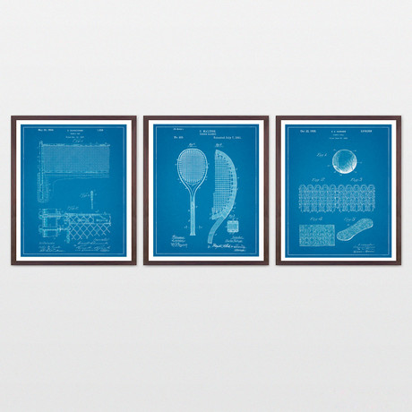 Tennis Patent Art Collection  // 3 Print Set // Blueprint (8" x 10")