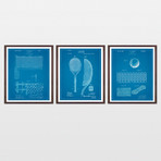 Tennis Patent Art Collection  // 3 Print Set // Blueprint (8" x 10")