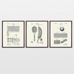 Tennis Patent Art Collection  // 3 Print Set // Warm Toned (8" x 10")
