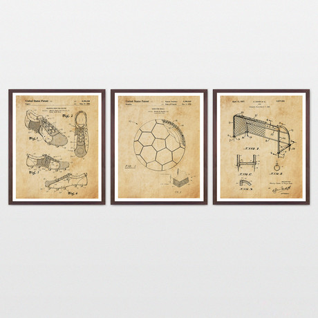 Soccer Patent Art Collection  // 3 Print Set // Antique Paper (8" x 10")