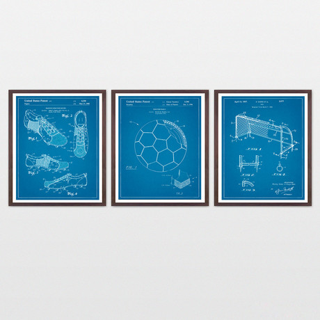 Soccer Patent Art Collection  // 3 Print Set // Blueprint (8" x 10")