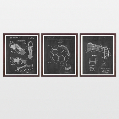 Soccer Patent Art Collection  // 3 Print Set // Chalkboard (8" x 10")