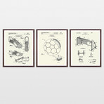 Soccer Patent Art Collection  // 3 Print Set // Warm Toned (8" x 10")